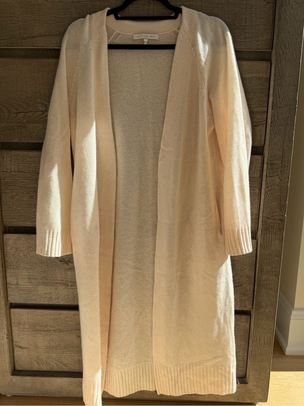 NakedCashmere Long Open-Front Cardigan in Soft Cream - NWOT - XS